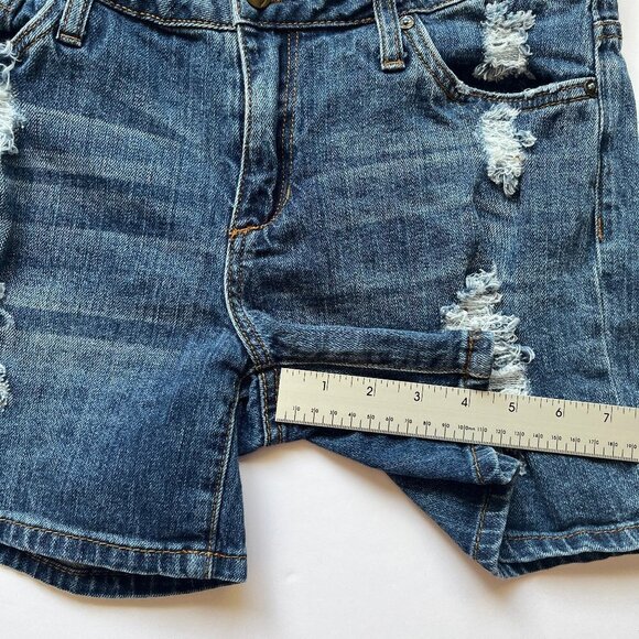 Joe's Jeans Denim Shorts Distressed Mid Rise Blue Indigo Western Rodeo Sz  29 - Picture 9 of 11